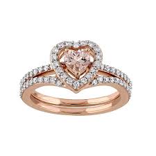 Wedding ring sets are a great idea for marrying couples. Stella Grace 10k Rose Gold 1 2 Carat T W Diamond Morganite Heart Engagement Ring Set