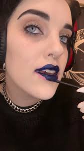 thebrontemarie had us at vampire pretty 🖤 🧛🏼‍♀️ she couldn't have picked  a better shade for the lips if you ask us 🙂‍↕️ wearing 🍷Deranged