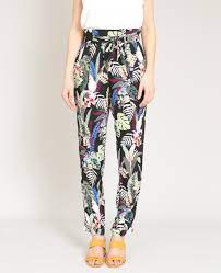 Portée une fois, trop petite pour moi. Pantalon Fluide Imprime Noir 140637899e0a Pimkie