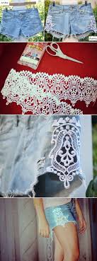 How To Refashion Denim Shorts Using Lace Diy Alldaychic Lace Diy Diy Clothes Diy Fashion