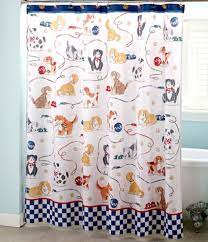 Dog Themed Shower Curtain Whimsical Poly Fabric Kids Bathroom Decorating Idea Kids Shower Curtain Fabric Shower Curtains Bathroom Collections