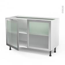 Buffet de cuisine pas cher ikea. Meuble De Cuisine Bas Vitre Facade Alu 2 Portes L120 X H70 X P58 Cm Sokleo Oskab