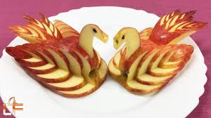 How To Make Apple Swan Garnish Fruit Carving Video For Beginners Fruit Carving Food Garnishes Vegetable Carving
