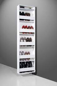 5 shelf concealed shoe rack with large mirror front wall mounted storage cabinet cable system