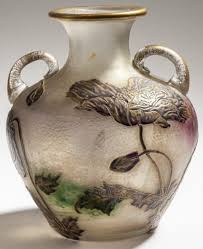 La Description Legras Cie Saint Denis Poignee Vase Pavots V 1900 H 20 9 Cm Verre Clair Inclusions De Poudre Partie Art Nouveau Glass Art French Art