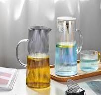 Factory Price Hand Blown Glass Water Jug Clear Transparent Glass Pitcher  Water Drinking Glasses
