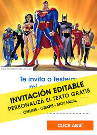 Tarjeta De Cumpleanos De Liga De La Justicia Liga De La Justicia Invitaciones De Cumpleanos Gratis Invitaciones