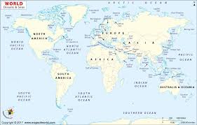 On the west by africa; Map Of World Ocean Oceans Of The World World Map Continents Continents And Oceans