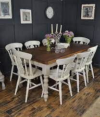 Dine In Style With Our Fabulous 8 Seater Farmhouse Set Painted In Farrow Ball Wimbourne Farmhouse Dining Room Table Farmhouse Dining Room Dining Room Table