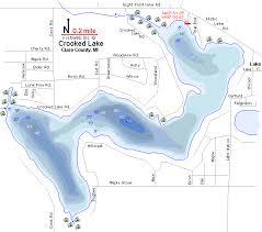Crooked Lake Map Clare County Michigan Fishing Michigan
