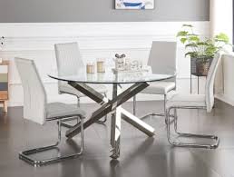 Find amazing deals on round glass dining table sets from several brands all in one place. Furniturebox Uk Novara Chrome Metal Round Glass Dining Table And 4 Modern Lorenzo Dining Chairs Dining Table Only Dining Room Sets Home Kitchen Mymobileindia Com