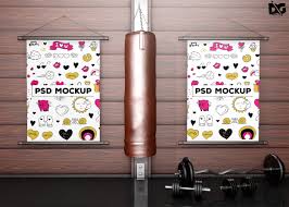 Free Premium Gym Wall Psd Poster Design Mockups In 2020 Mockup Design Free Logo Mockup Logo Design Mockup