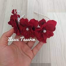 Kirmizi Cicekli Lohusa Taci Tac Bebek Cicekli Tac