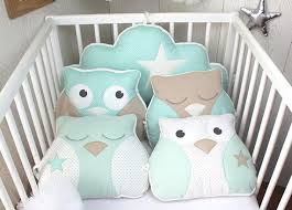 tour de lit bebe en 60cm large ou decoration chambre d enfant hibou et nuage vert d eau et beige kids room baby crib bumpers kid room decor