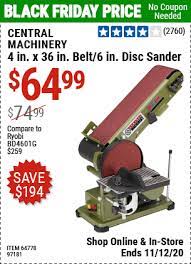 Central Machinery 4 In X 36 In Belt 6 In Disc Sander For 64 99 Harbor Freight Tools Harbor Freight Coupon Ryobi