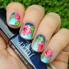 50 Flower Nail Designs For Spring Stayglam Flower Nail Designs Hibiscus Nail Art Floral Nails