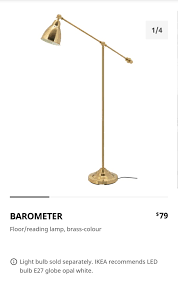 Hektar floor lamp with led bulb, dark gray. Classy Gold Floor Lamp Ikea Furniture Home Living Home Decor Other Home Decor On Carousell