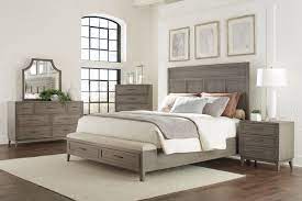 In very good condition and very sturdy. Riverside Furniture Vogue 4pc Panel Storage Bedroom Set In Gray Wash