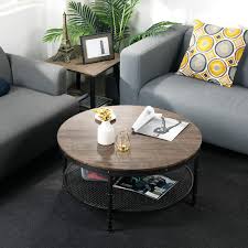 Pallet furniture ❯ pallet coffee tables ❯ pallet rustic coffee table. Greenforest Coffee Table Round 35 8 Industrial 2 Tier Sofa Table With Storage Open Shelf And Metal Legs For Living Room Dark Oak