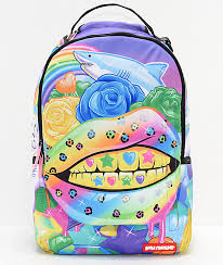 Sprayground Rainbow Life Lips Backpack Zumiez In 2020 Sprayground Backpacks Purple Canvas