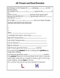 Air Pressure And Cloud Formation Notes Air Pressure Pressure Clouds