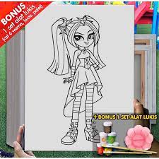 Melatih saraf motorik anak dengan mewarnai gambar little pony adalah hal yang sangat mengembirakan buat sang anak. Kanvas Gambar My Little Pony Barbie Equestria 30x40 Cm Mel1161 Mewarnai Coloring Shopee Indonesia