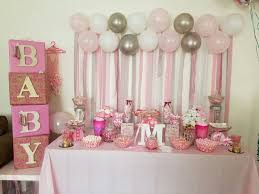 Pink Baby Shower Table Based On Ideas From Pintrest Pink Baby Shower Baby Shower Table Baby Shower Candy Table