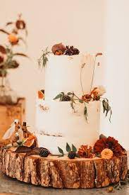 Neutral And Simple Two Tier Wedding Cake To Sweet A Fall Day Orange Wedding Cake Fall Wedding Cakes Tiered Wedding Cake