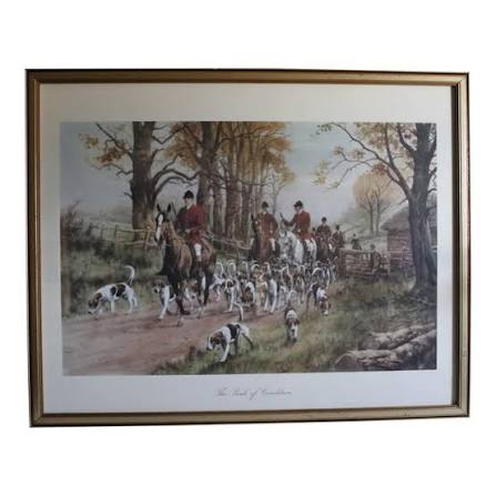 Vintage Lithograph of a British Fox Hunting Scene "The Pink of Condition" by George Wright | Chairish