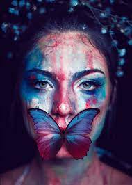 Woman Butterfly Face Poster By Rachid Benhmaida Displate Creative Portrait Photography Portrait Girl Makeup