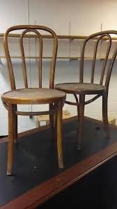 2 Antique Thonet Bent Wood Chairs In Original Condition One Chair With Factory Label Still Attached Some Labels Are Partial Scratches And Wear From Decades O