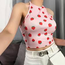 It's made from a durable cotton fabric with a high amount of stretch. Buy Women Strawberry Strap Slim Fit Vest Cami Tank Crop Tops Summer Shirt Blouse At Affordable Prices Free Shipping Real Reviews With Photos Joom