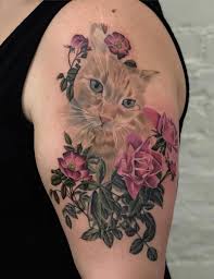 They can also be a great way to accent other illustrations, like this cute cat face by dr. Cat Portrait Flowers Tattoo Odd Stuff Magazine
