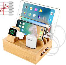 There's even a stand perfect for your nightstand or dresser, this trexonic bamboo charging station is the perfect way to keep your devices organized and charged for the day. Bamboo Charging Station Dock For 4 5 6 Ports Usb Desktop Docking Station Charging Station Best Charging Station