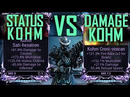 Warframe Riven Modded Kohm Full Damage Vs Full Status Youtube