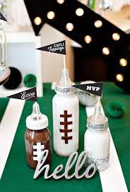 There are countless baby shower theme ideas that can reflect your personal interests, banks says — and you should feel free to think outside the box. A Football Baby Shower Or Sip And See Hostess With The Mostess