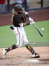Fernando Tatis Jr 23 Of The San Diego Padres Flys Out During The San Diego Padres Baseball Wallpaper Padres Baseball