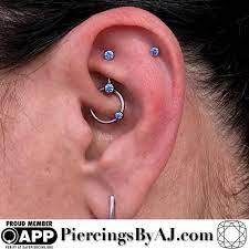 Fully Healed Daith Rook And Helix Piercing With Matching Jewelry From Anatometal And Neometal Piercings By Accessories Diy Jewelry Neometal Jewelry Jewelry