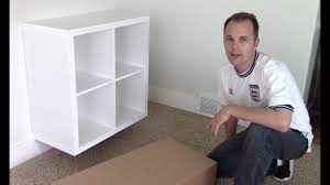 Populated all the cubes with items that used to occupy spaces next to the sink Ikea Expedit Kallax Shelf How To Assemble And Wall Mount Bookcase Youtube