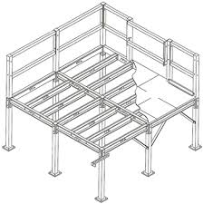 20 gauge painted steel roof deck* with 3/4 resin board. Steel Mezzanine Steel Deck Framing Steel Frame Construction Steel Frame House