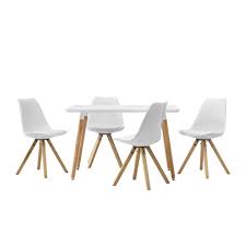 Dieses set, bestehend aus 1 esstisch und 4 stühlen, hat ein elegantes, modernes design und ist ideal für alle, die ihrer einrichtung einen hauch st. En Casa Esstisch Mit 4 Stuhlen Weiss Gepolstert Real De