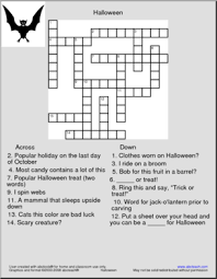 The system can solve single or multiple word clues and can deal with many plurals. Crossword Halloween Abcteach