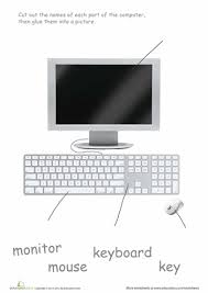 Black And White Computer Parts Name And Pictures Parts Of A Computer Worksheet Education Com Computer Computer Lessons Teaching Computers