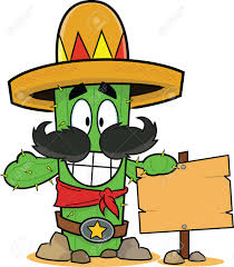 Make this with fun2draw's taco & chihuahua! Cartoon Cactus Wearing A Sombrero Leaning Against A Sign Royalty Free Cliparts Vectors And Stock Illustration Image 26075365