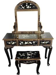 Oriental Chinese Furniture Blossom Dressing Table Set With Mirror Stool Glass Top Amazon Co Uk Kitchen Dressing Table Set Chinese Furniture Mirror Stool