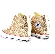 Women's champion kate spade glitter sneaker. Sparkly Gold Glitter Converse All Star Lux Wedge Heels Bride Shoes Glitter Shoe Co