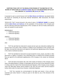 Board Resolution For Opening Bank Account