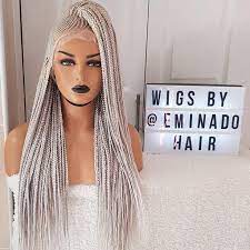 Braided Wig Cornrow White Platinum Blonde Braidwig Etsy In 2021 Wigs Braids Wig Box Braid Wig