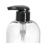 16 oz Clear PET Boston Round Bottles w/ Black Lotion Pumps