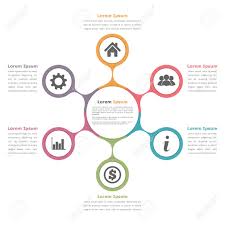 Circle Diagram With Six Elements With Icons And Text Flow Chart